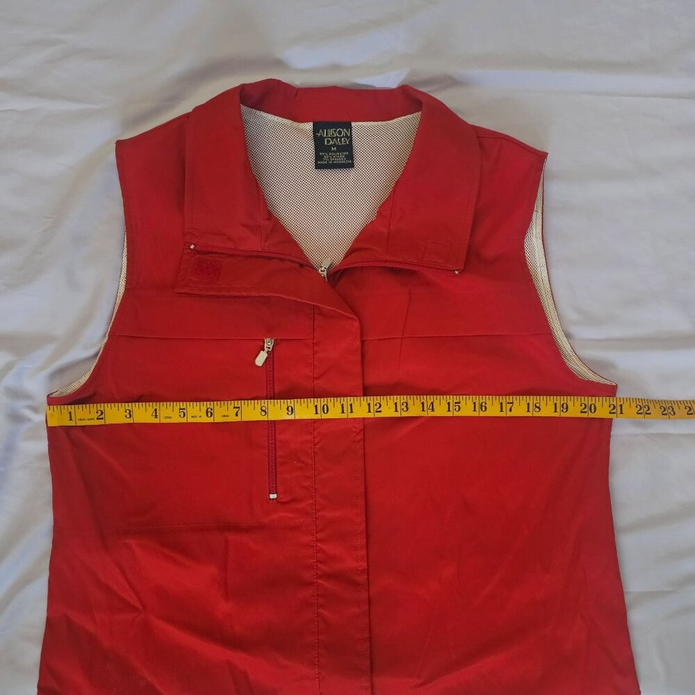 Allison Daley Red Full Zip Front Chest Pocket Lightweight Vest Women's Medium - Picture 10 of 11